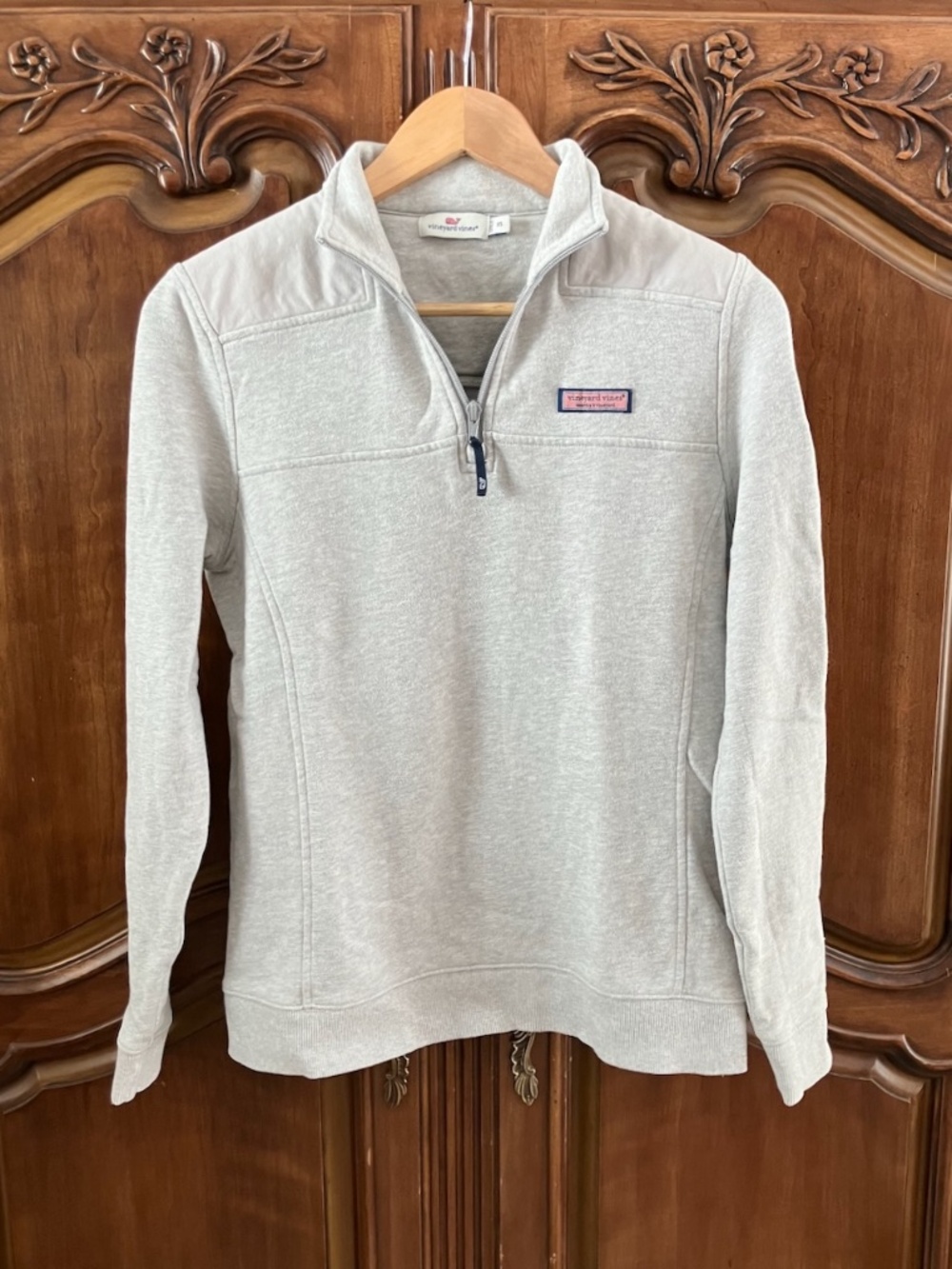 Vineyard Vines Shep Shirt Quarter Zip Pullover | Light Gray | Women's XS